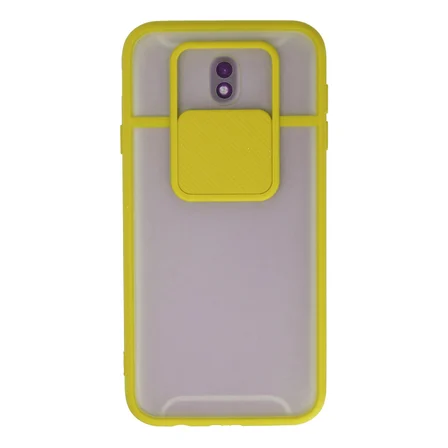 Galaxy J7 Pro / J730 Kılıf Palm Buzlu Kamera Sürgülü Silikon - Sarı