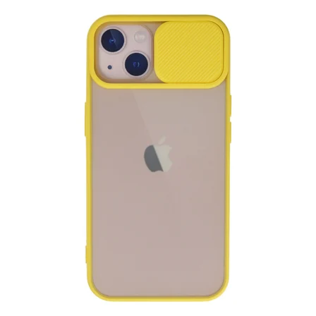 iPhone 13 Kılıf Palm Buzlu Kamera Sürgülü Silikon - Sarı