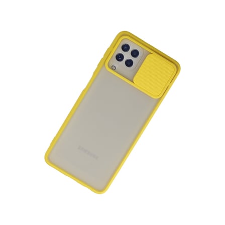 Galaxy A22 Kılıf Palm Buzlu Kamera Sürgülü Silikon - Sarı