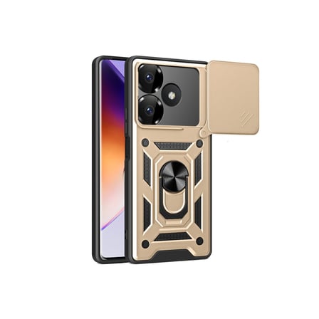Redmi 13 4G Kılıf Pars Lens Yüzüklü Silikon - Gold