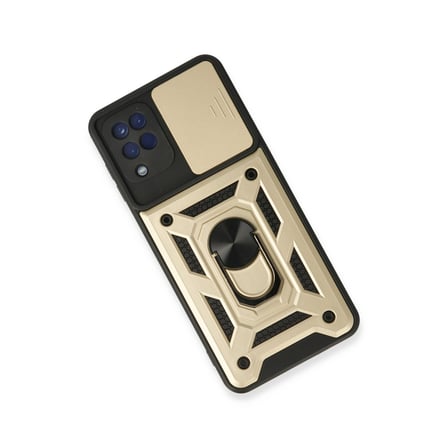 Galaxy A22 Kılıf Pars Lens Yüzüklü Silikon - Gold