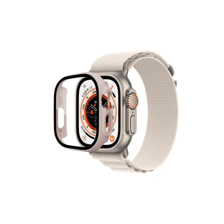 Watch Ultra 49mm Desert Camlı Kasa Ekran Koruyucu - Metalik Gold