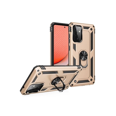 Erdo Ticaret Samsung Galaxy A72 Kılıf Gold Yüzüklü Arka Kapak