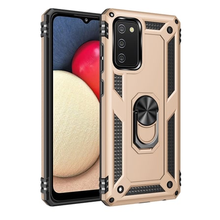 Erdo Ticaret Galaxy A02S Kılıf Yüzüklü Silikon Gold