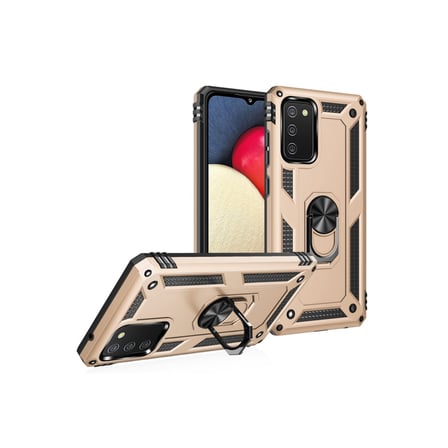 Galaxy A02S Kılıf Sofya Yüzüklü Silikon Kapak - Gold