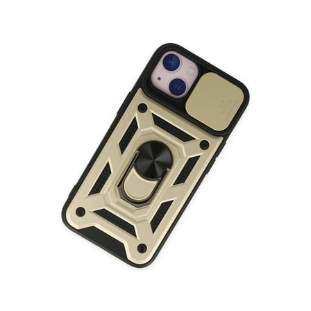 iPhone 14 Kılıf Pars Lens Yüzüklü Silikon - Gold