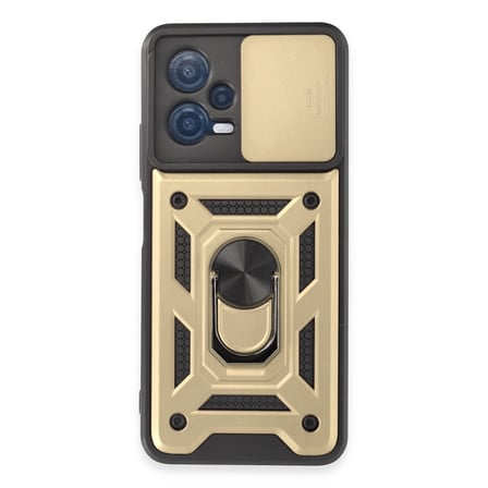 Redmi Note 12 5G Kılıf Pars Lens Yüzüklü Silikon - Gold