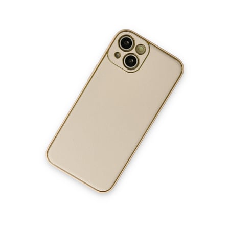 iPhone 14 Plus Kılıf Coco Deri Silikon Kapak - Gold
