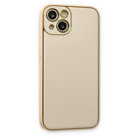 iPhone 14 Plus Kılıf Coco Deri Silikon Kapak - Gold