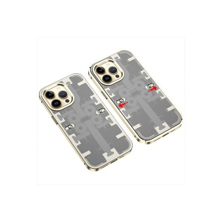 iPhone 14 Pro Max Kılıf Mekanik Bumper Kapak - Gold