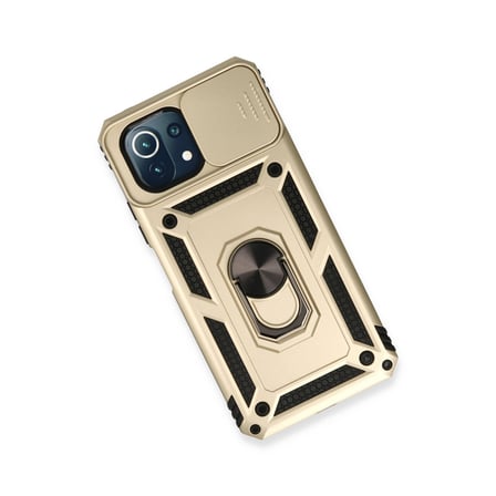 Mİ 11 Lite Kılıf Pars Lens Yüzüklü Silikon - Gold