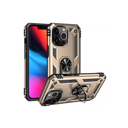 iPhone 13 Pro Max Kılıf Sofya Yüzüklü Silikon Kapak - Gold