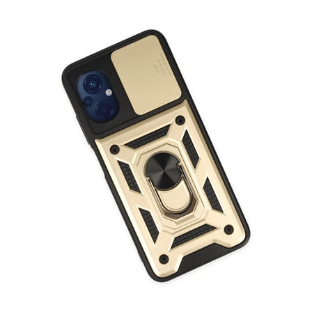 Poco M5 Kılıf Pars Lens Yüzüklü Silikon - Gold