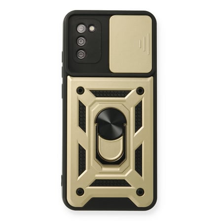 Galaxy A03S Kılıf Pars Lens Yüzüklü Silikon - Gold