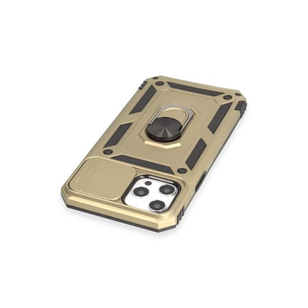 iPhone 12 Pro Max Kılıf Pars Lens Yüzüklü Silikon - Gold