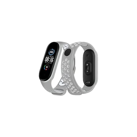 Mi Band 6 Spor Delikli Kordon - Gri-Kırmızı