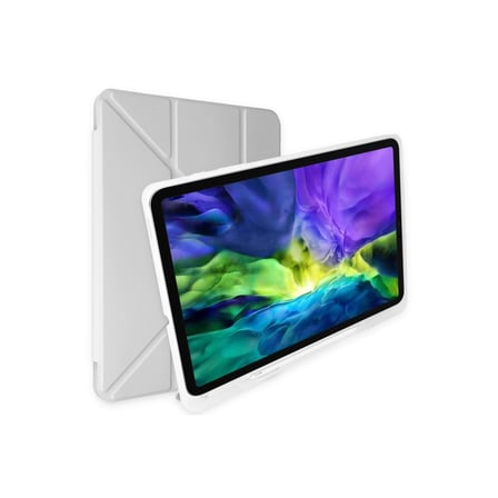 iPad 10.2 (8.nesil) Kılıf Kalemlikli Mars Tablet Kılıfı - Gri