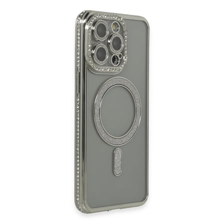 iPhone 15 Pro Kılıf Joke Simli Magneticsafe Kılıf - Gri