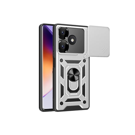Redmi 13 4G Kılıf Pars Lens Yüzüklü Silikon - Gümüş