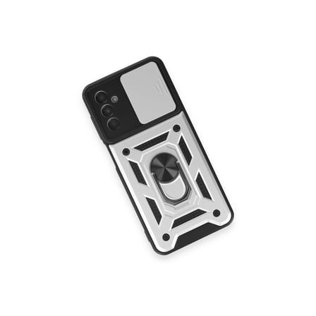 Galaxy M14 5G Kılıf Pars Lens Yüzüklü Silikon - Gümüş