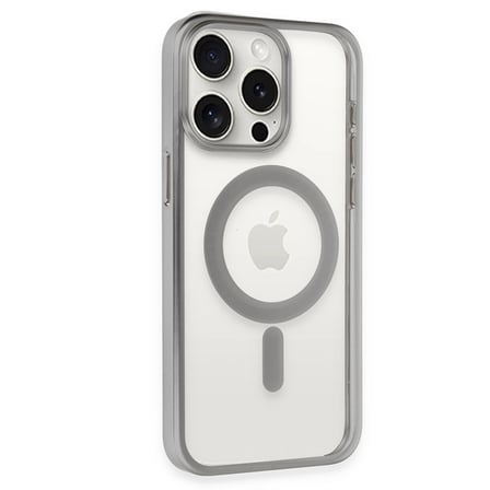 iPhone 15 Pro Max Kılıf Erozi Magsafe Kapak - Gümüş