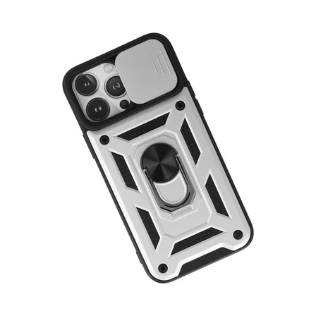 iPhone 13 Pro Kılıf Pars Lens Yüzüklü Silikon - Gümüş