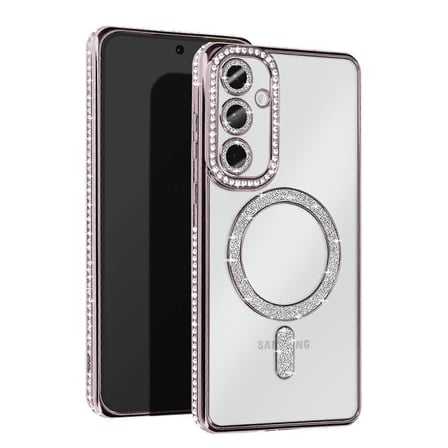 Galaxy S25 Kılıf Joke Simli Magneticsafe Kılıf - Gümüş