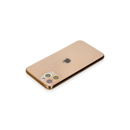 iPhone 11 Pro Max Renkli Kamera Lens Koruma Cam - Turuncu-Kırmızı