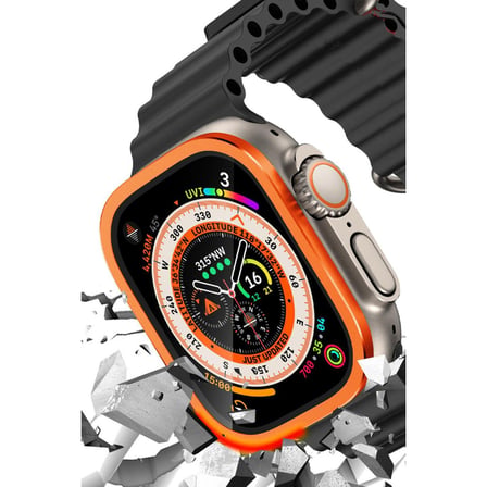 Watch Ultra 49mm Alüminyum Kasa Cam Ekran Koruyucu - Turuncu