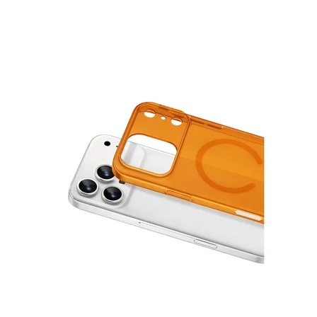 iPhone 17 Pro Max Combo Sert Şeffaf Magsafe Kapak - Turuncu