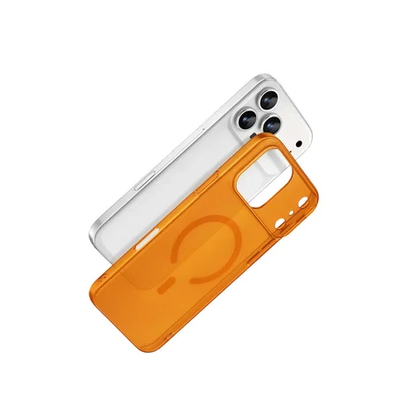 iPhone 17 Pro Max Combo Sert Şeffaf Magsafe Kapak - Turuncu