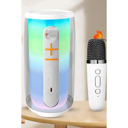 Pluse 6 Mikrofonlu RGB Kablosuz Hoparlör - Beyaz