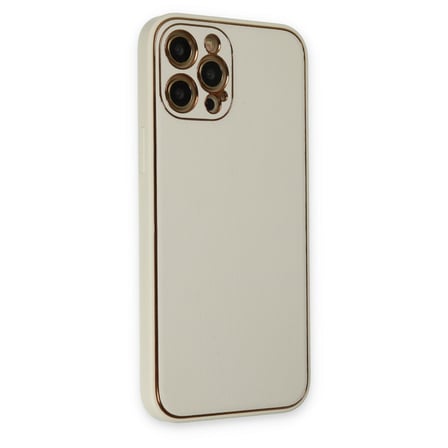 iPhone 12 Pro Max Kılıf Coco Deri Silikon Kapak - Beyaz