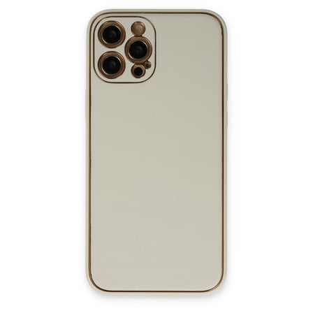 iPhone 12 Pro Max Kılıf Coco Deri Silikon Kapak - Beyaz