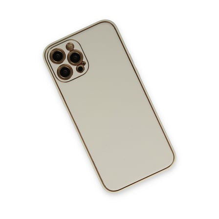 iPhone 12 Pro Max Kılıf Coco Deri Silikon Kapak - Beyaz