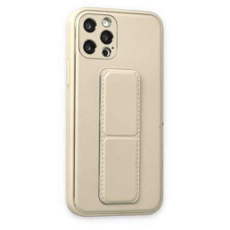 iPhone 12 Pro Kılıf Coco Deri Standlı Kapak - Beyaz