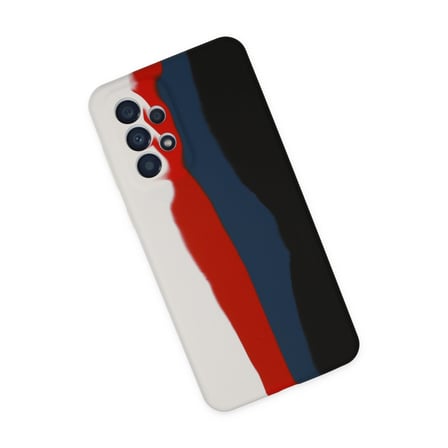 Galaxy A73 5G Kılıf Ebruli Lansman Silikon - Beyaz-Siyah