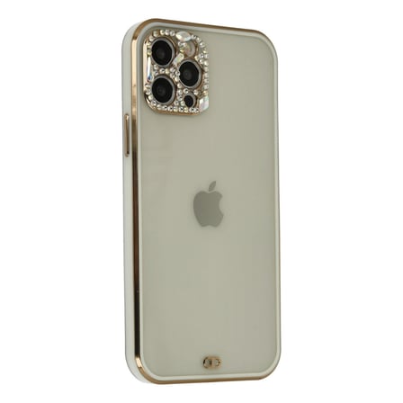iPhone 12 Pro Max Kılıf Liva Taşlı Silikon - Beyaz