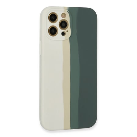 iPhone 12 Pro Kılıf Ebruli Lansman Silikon - Beyaz-Gri