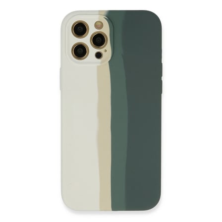 iPhone 12 Pro Kılıf Ebruli Lansman Silikon - Beyaz-Gri