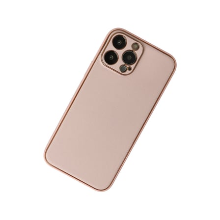 iPhone 13 Pro Max Kılıf Coco Deri Silikon Kapak - Pudra