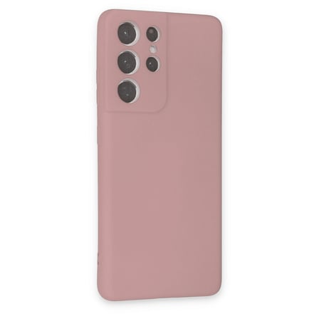 Galaxy S21 Ultra Kılıf Nano içi Kadife Silikon - Pudra