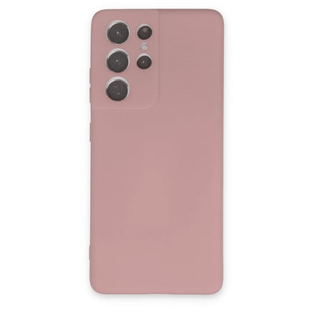Galaxy S21 Ultra Kılıf Nano içi Kadife Silikon - Pudra