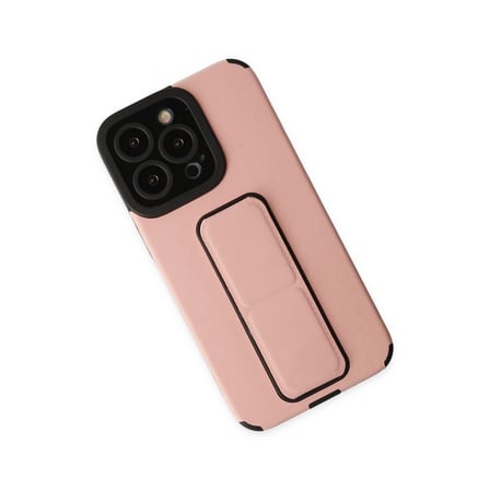 iPhone 13 Pro Kılıf Mega Standlı Silikon - Pudra