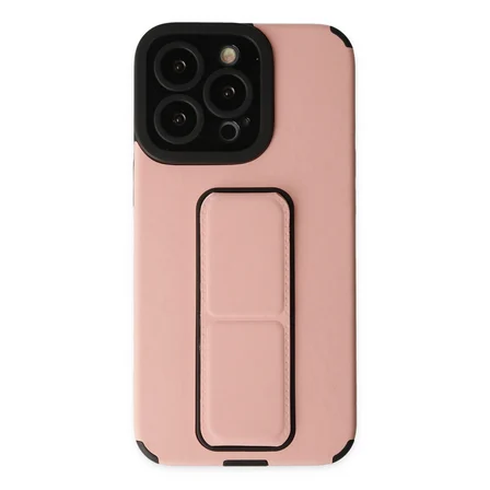 iPhone 13 Pro Max Kılıf Mega Standlı Silikon - Pudra