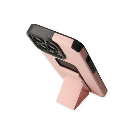 iPhone 13 Pro Max Kılıf Mega Standlı Silikon - Pudra