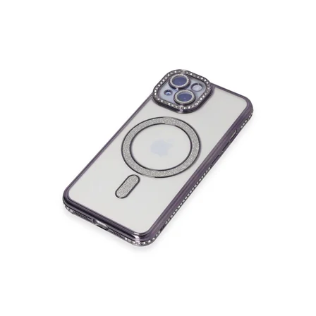 iPhone 13 Kılıf Joke Simli Magneticsafe Kılıf - Derin Mor