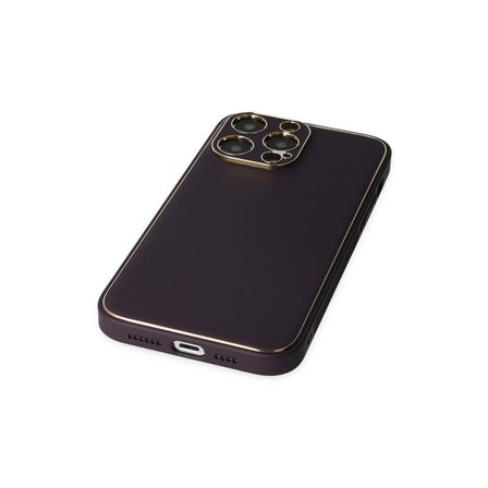 iPhone 13 Pro Max Kılıf Coco Deri Silikon Kapak - Derin Mor