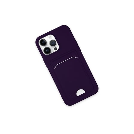 iPhone 14 Pro Max Kılıf Kelvin Kartvizitli Silikon - Derin Mor