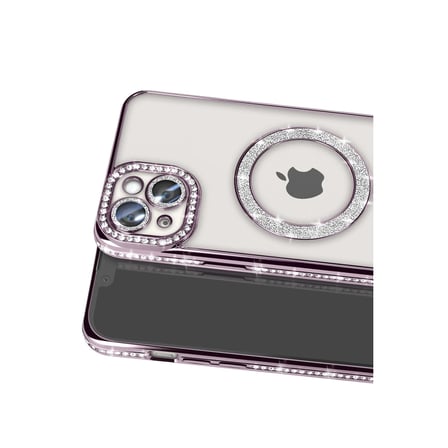 iPhone 14 Kılıf Joke Simli Magneticsafe Kılıf - Derin Mor